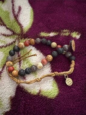Boho Multicolor Beaded Women’s Bracelet with Tan Cord